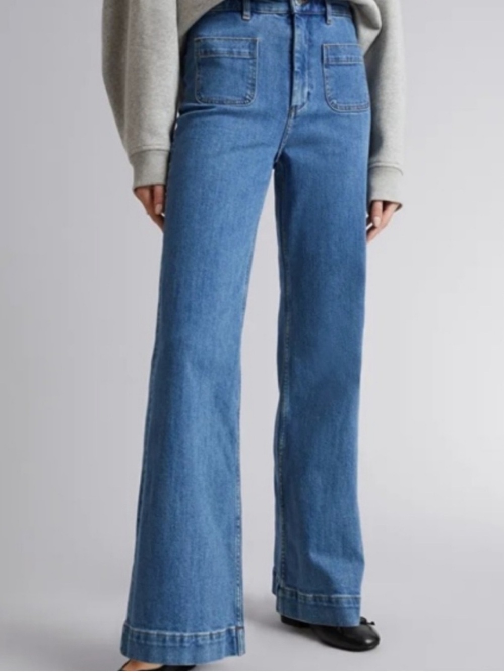High-Rise Blue Wide-Leg Jeans for Women